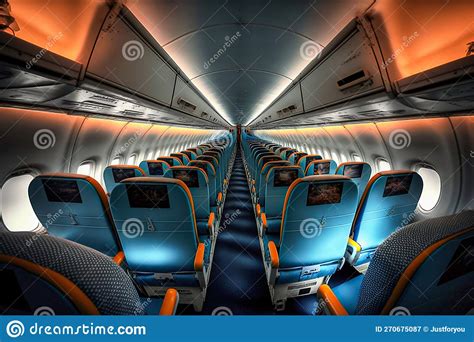 Airplane Passenger Cabin Interior. Generative AI Stock Illustration ...