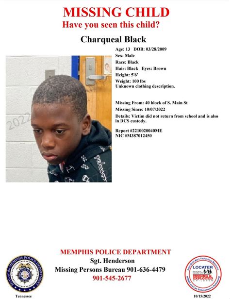 Memphis Police Dept On Twitter Have You Seen Charqueal Black Report