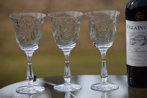 Vintage Crystal Etched Wine Glasses Set Of 6 Tiffin Franciscan True