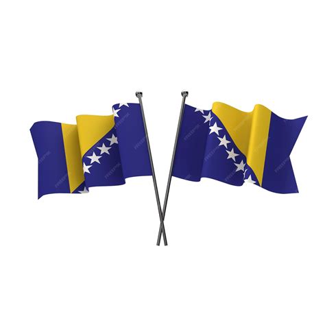 Premium Photo | Bosnia flags crossed isolated on a white background 3d