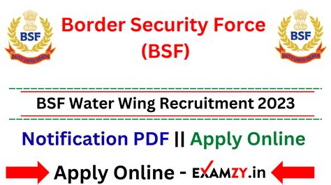 Bsf Water Wing Recruitment 2023 Notification Released Apply Online