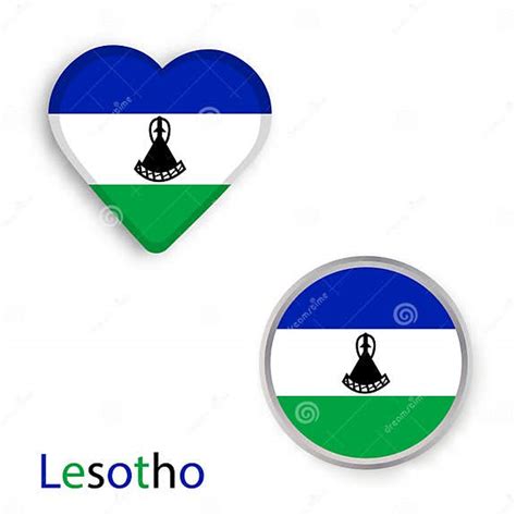 Símbolos Del Corazón Y Del Círculo Con La Bandera De Lesotho Stock De Ilustración Ilustración