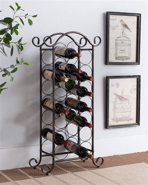 Kaiden 21 Bottle Floor Standing Wine Organizer Rack Brushed Copper