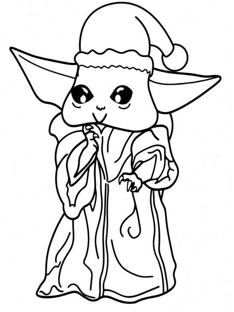 Coloriage Bébé Yoda Noël coloriable