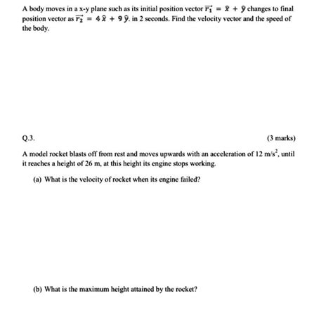 Solved A Body Moves In And X Y Plane Such As Its Initial Position Vector