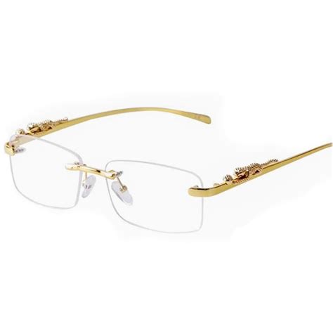 Vintage Gold Wire Metal Frames Hip Hop Rimless Square Retro Leopard ...