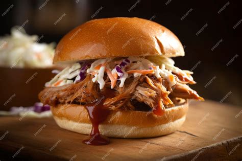 Premium Photo A Tangy And Sweet Bbq Pulled Pork Sandwich With Tender Pork Tangy Sauce And