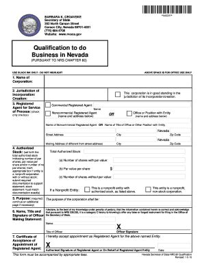 Fillable Online Nvsos Qualification To Do Fax Email Print PdfFiller