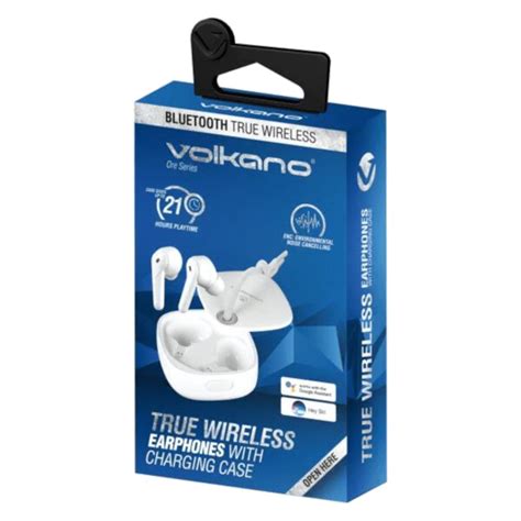 Volkano Ore Series True Wireless Earphones With Charging Case White Sherwood Books