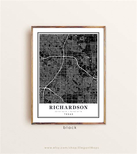 Richardson Texas map Richardson TX map Richardson city map | Etsy