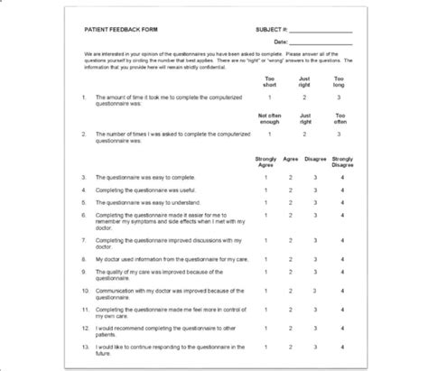 Patient Feedback Form Developed By Ethan Basch Adapted By Claire