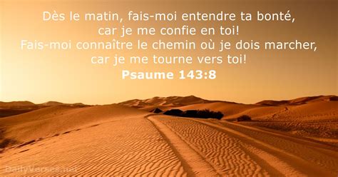 1 août 2023 Verset Biblique du Jour Psaume 143 8 DailyVerses net