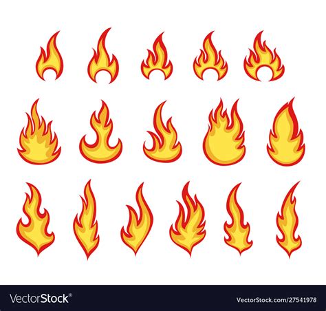 Cartoon Fire Flames Color Set Royalty Free Vector Image | Hot Sex Picture