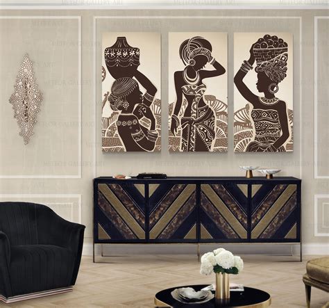 African Wall Art Set Of 3 Ethnic Art Decor Brown African Etsy Australia