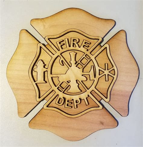 Fireman Maltese Cross Set Wood Cutout Unfinished Firefighter Wooden