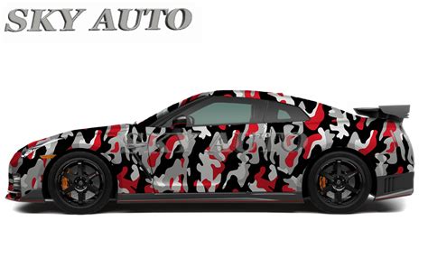 Red Black White Gray Camouflage Vinyl Car Wrap Sheet Free Tools 2 Feet And Up Ebay