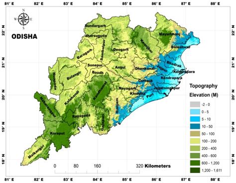 Physical Map Of Odisha