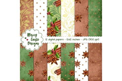 Christmas Spice Digital Papers Set Of By Marcy Coate Thehungryjpeg