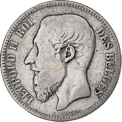 1048273 Belgio Leopold II 2 Francs 2 Frank 1867 Argento MB