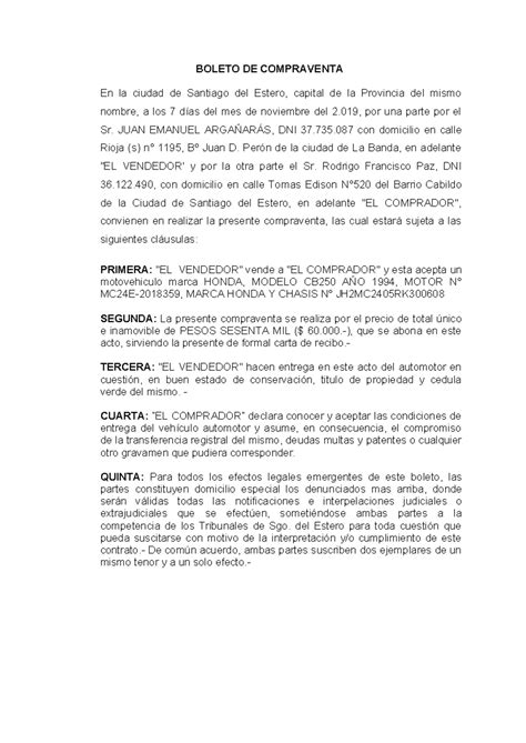 Boleto compraventa titi paz - BOLETO DE COMPRAVENTA En la ciudad de
