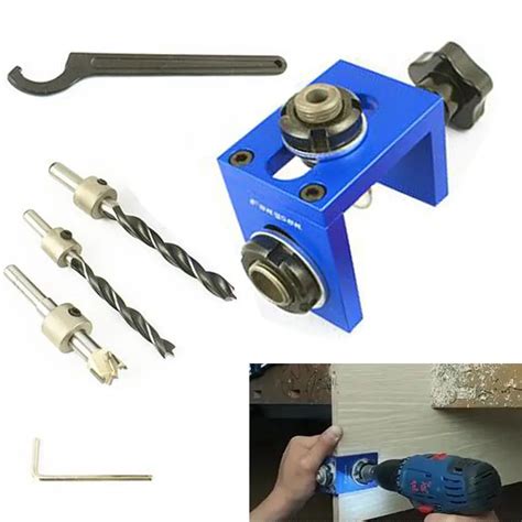 Woodworking Drilling Locator Guide Wood Dowel Hole Drilling Guide Jig Drill Bit Kit Woodworking ...