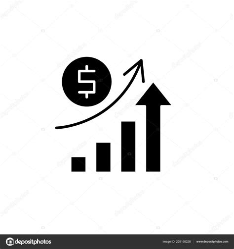 Economic Growth Black Icon Vector Sign On Isolated Background