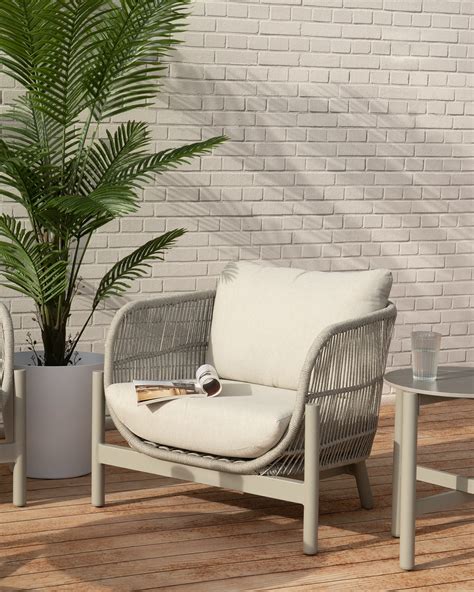 Conjunto De Jard N Sillones Cuerda Beige Y Mesa Cm Defora Home