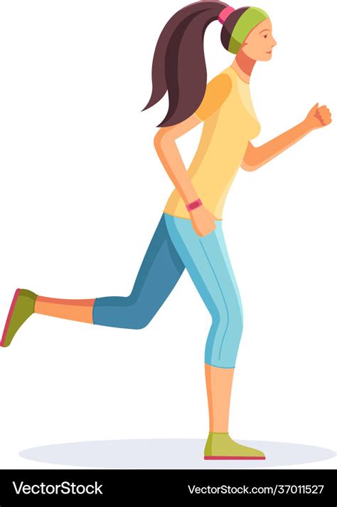 Young running woman girl jogging cartoon isolated Vector Image