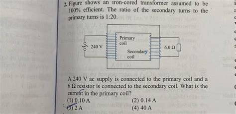 2 Figure Shows An Iron Cored Transformer Assumed To Be 100 Efficient T