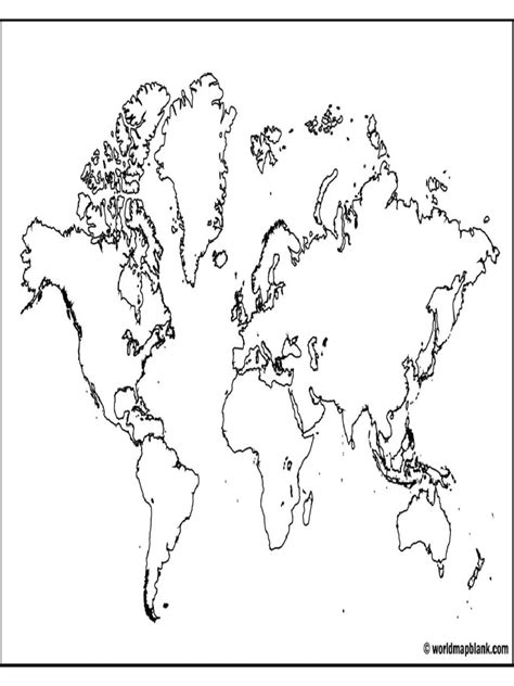 Blank Map of World Outline 01 A4 | PDF