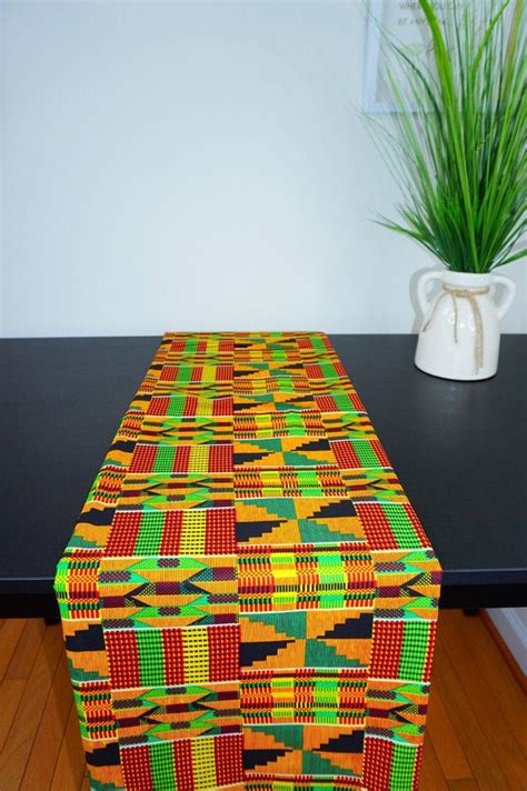 Kente Table Runner Ankara Print Boho Tabletop Setting Afrocentric