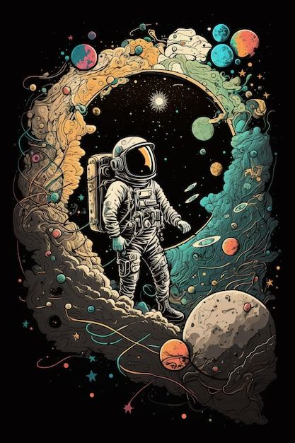 Premium AI Image | A poster for space exploration with an astronaut on it.