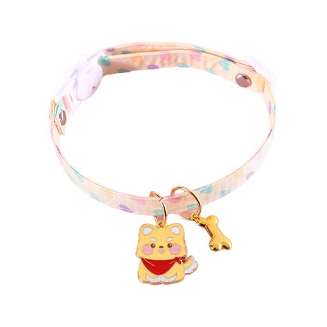 Pet Collar - Adjustable Two Layers - Cat Fish Dog Bone Pendant - Cute