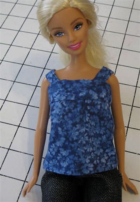 Barbie Wearing The Blouse Made From This Free Barbie Shirt Pattern