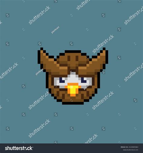 Owl Head Pixel Art Style Stock Vector Royalty Free 2124905963