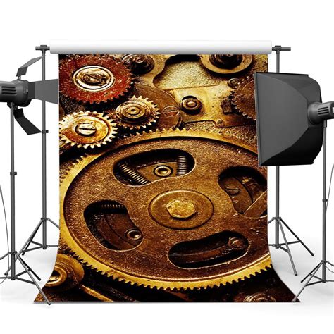 HelloDecor 5x7ft Steampunk Backdrop Vintage Gears Industrial Ancient