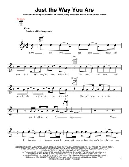 Just The Way You Are By Bruno Mars Ukulele Digital Sheet Music Sheet Music Plus