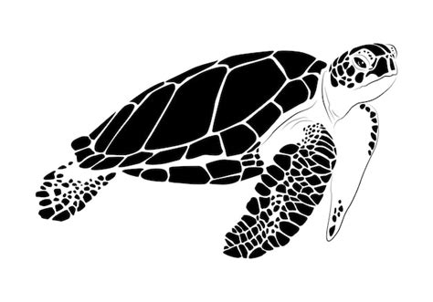 Premium Vector | A black and white drawing of a sea turtle.