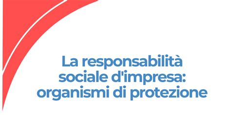 La responsabilità sociale d impresa organismi di protezione