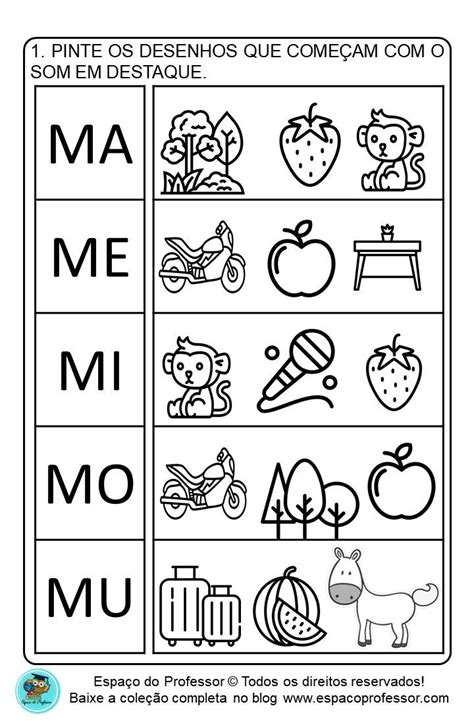 Atividades para educação infantil com pequeno texto letra M