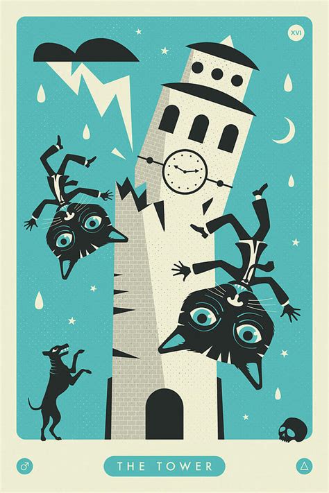 The Tower Tarot Card Cat Digital Art By Jazzberry Blue Pixels