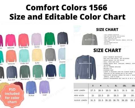 Comfort Colors 1566 Color Chartcomfort Colors 1566 Size Chartsize And