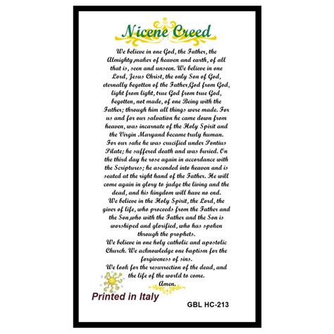 Nicene Creed Laminated Holy Card Prayer Card Etsy