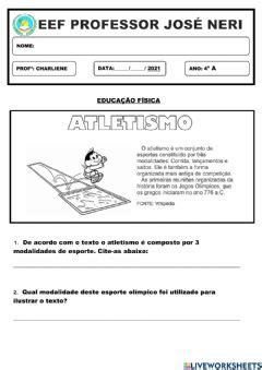 Atletismo Origem Interactive Worksheet