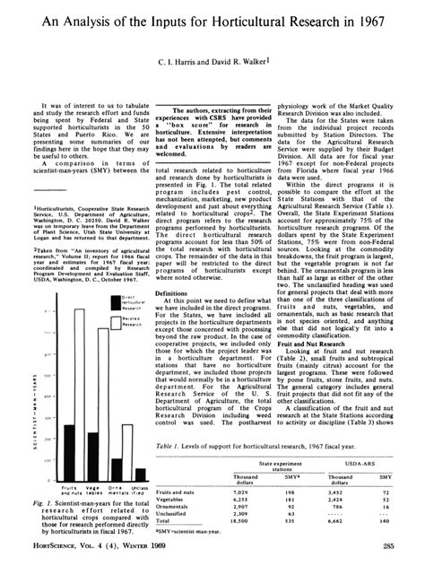 Pdf An Analysis Of The Inputs For Horticultural Research In 1967