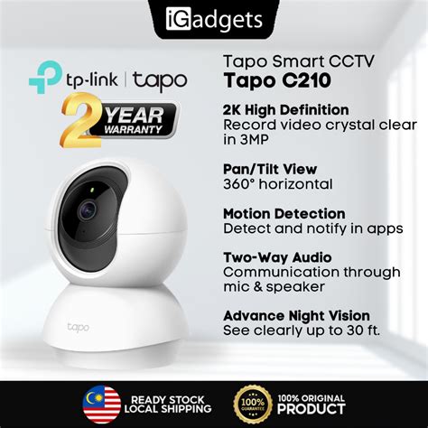 Tp Link Tapo C Cctv Pan Tilt Home Security Wi Fi Camera Shopee