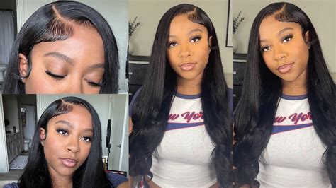 Buss Down Side Part X Closure Wig Install W Baby Hair Detailed And