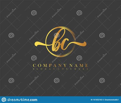 Bc Initial Handwriting Logo Circle Hand Drawn Template Vector Stock