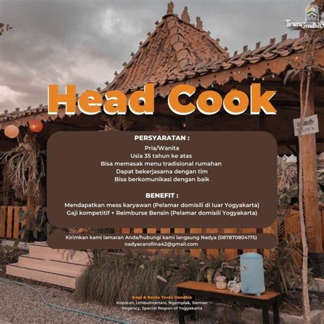 Lowongan Kerja Head Cook Di Kopi Resto Teras Gendhis Lokerjogja Id