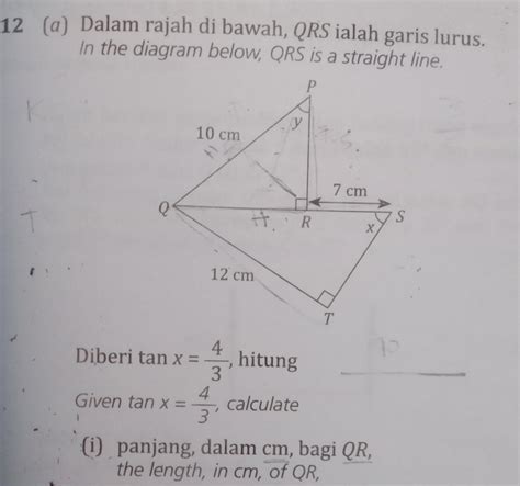 Solved A Dalam Rajah Di Bawah Qrs Ialah Garis Lurus In The